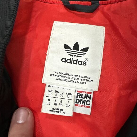 Adidas Originals x Run DMC Bomber Jacket Black Red Lining Men's Size Small - Picture 5 of 7